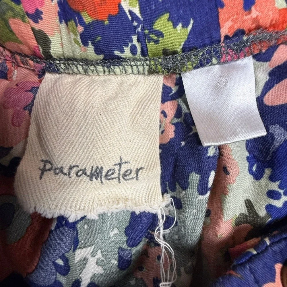 Parameter Floral Mini Skirt Womens 12 Blue Orange Pink Cotton Flare